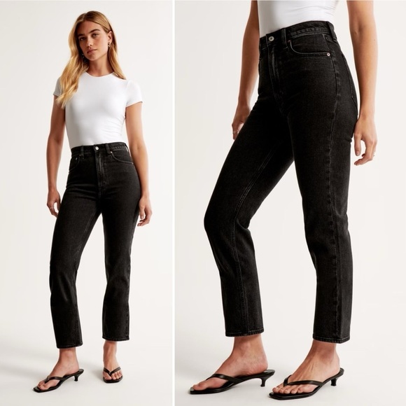 Abercrombie & Fitch Ankle Straight Ultra High Rise Jeans 26‎ 2 R black classic - Picture 13 of 13